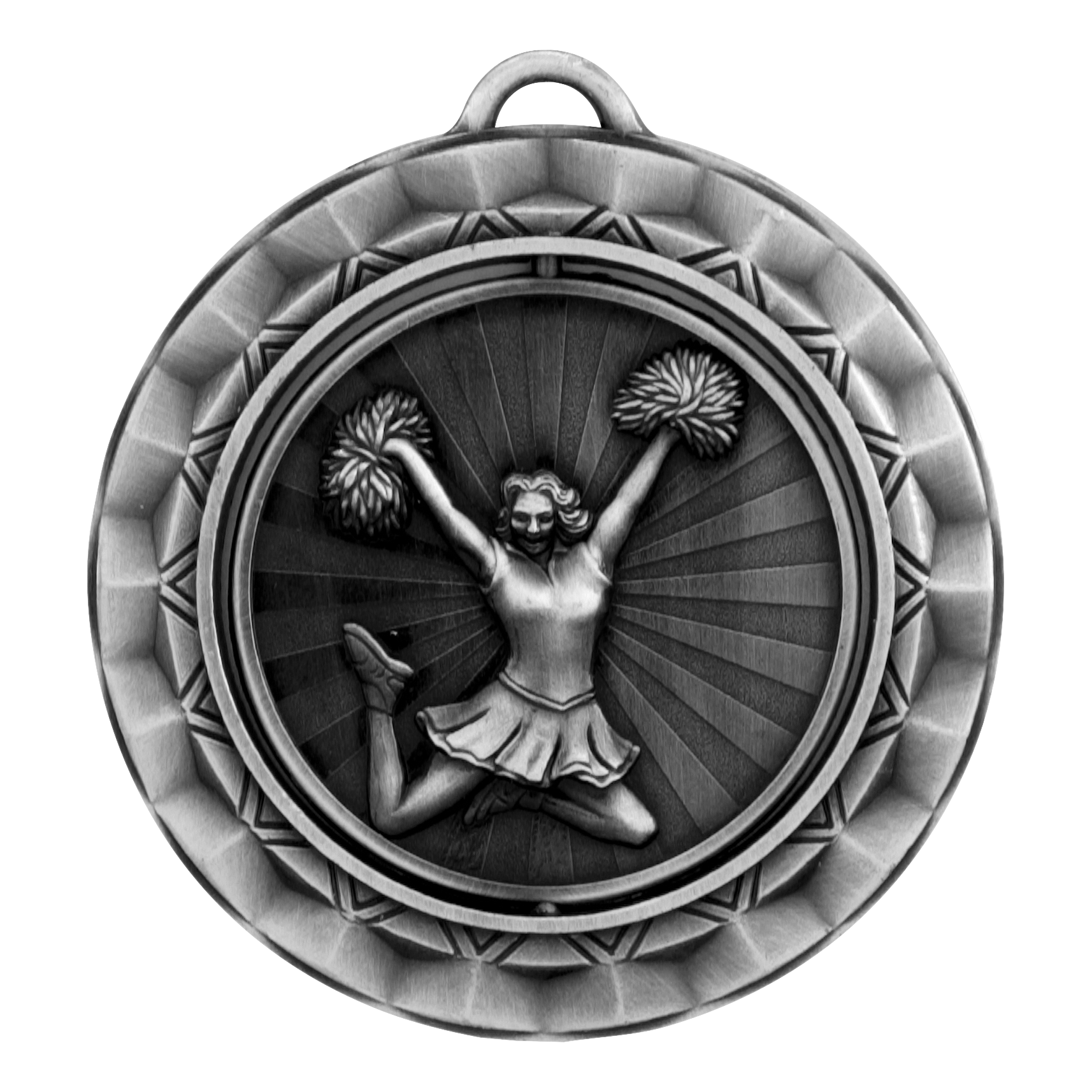 Spinner Cheerleader Medal 2.375" / Silver