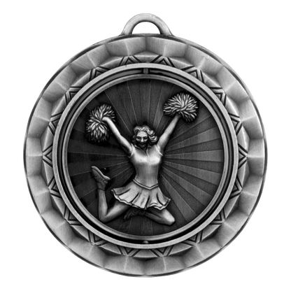 Spinner Cheerleader Medal 2.375" / Silver