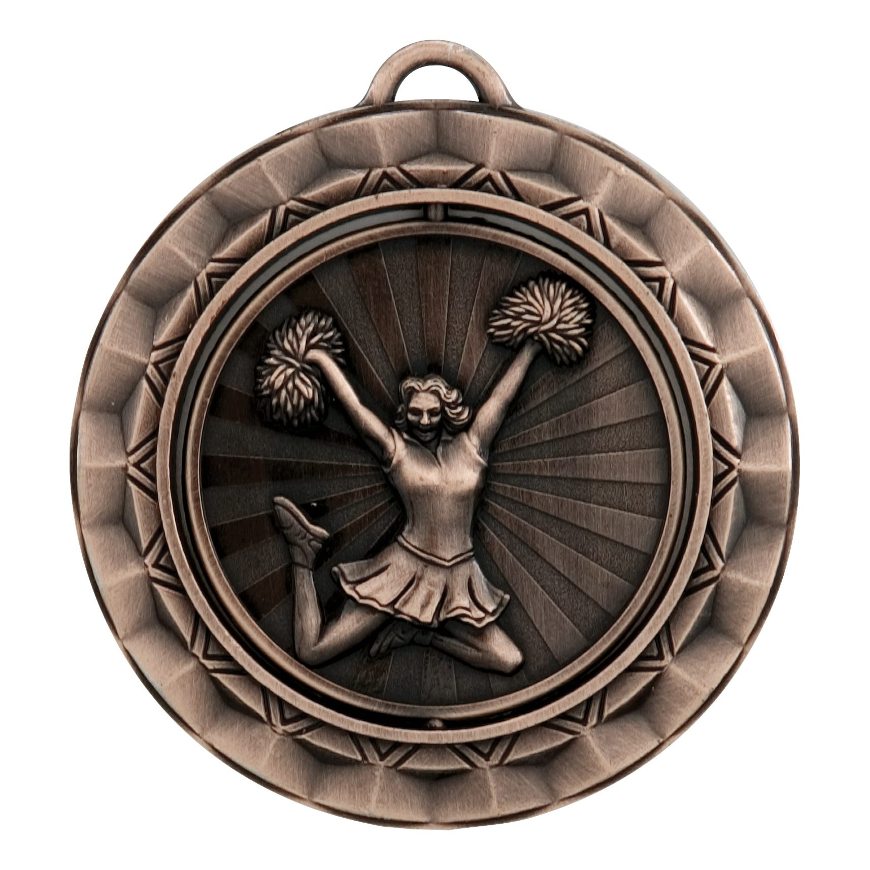 Spinner Cheerleader Medal 2.375" / Bronze (Copper Tone)