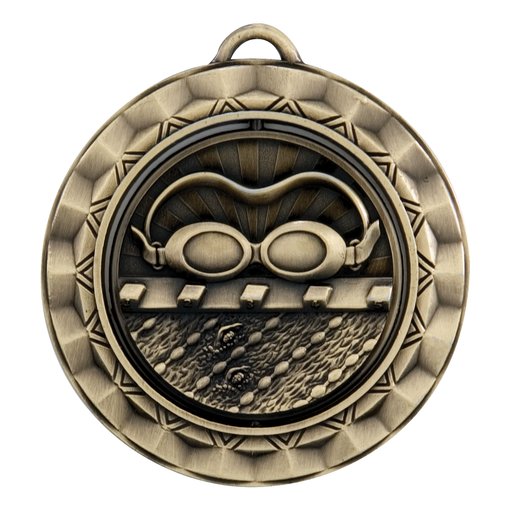 Spinner Swimming Medal 2.375" / Gold