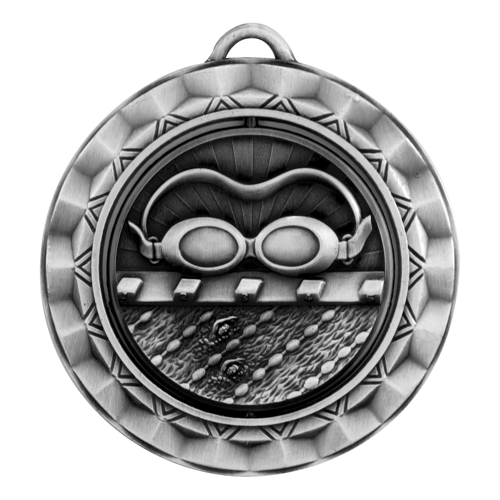 Spinner Swimming Medal 2.375" / Silver