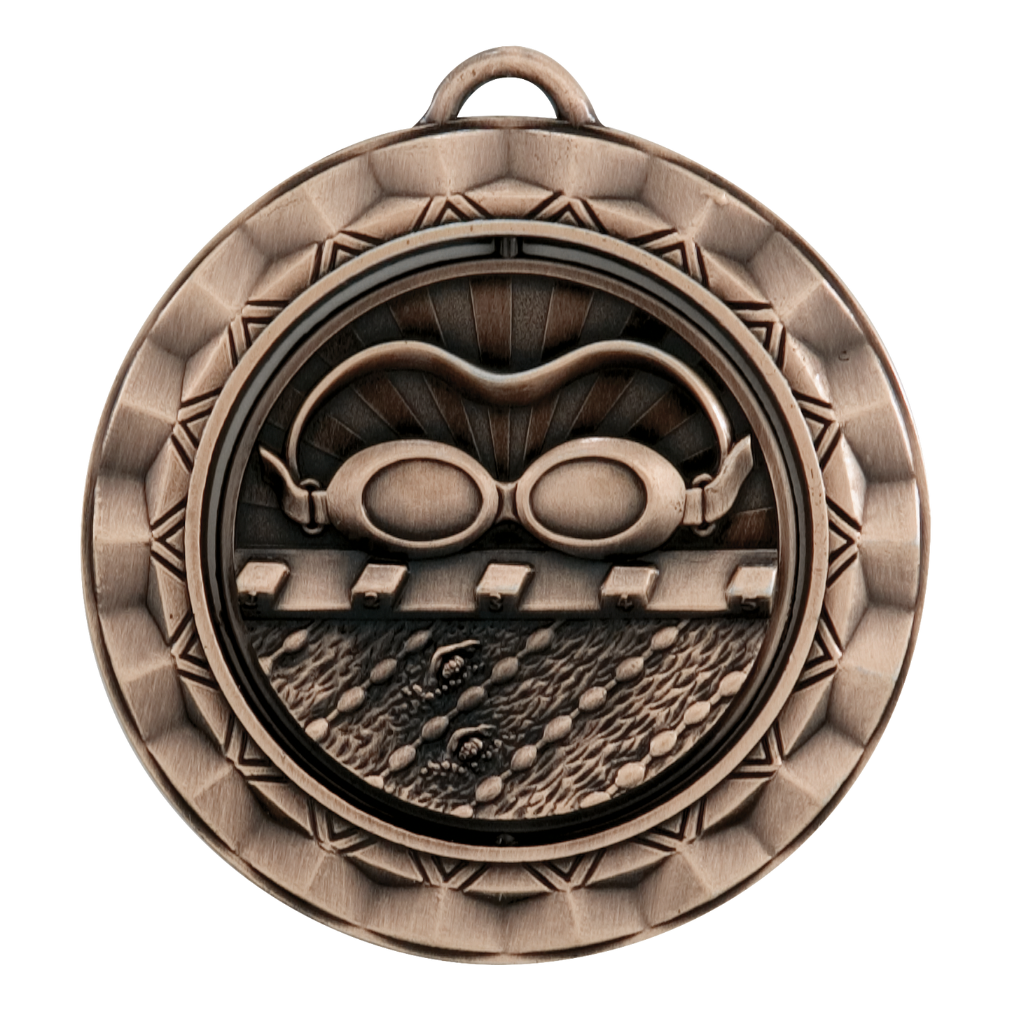 Spinner Swimming Medal 2.375" / Bronze (Copper Tone)