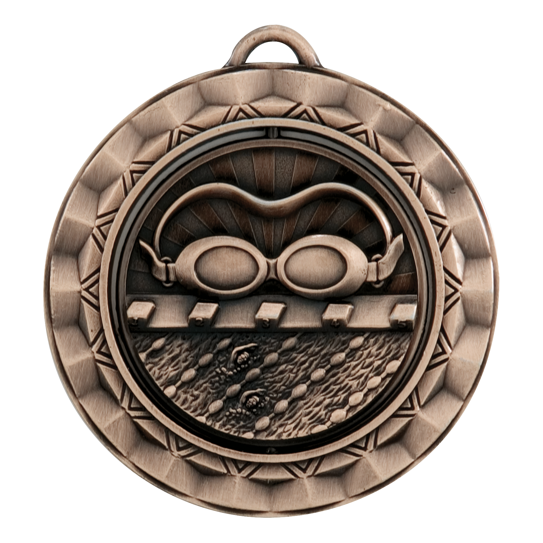 Spinner Swimming Medal 2.375" / Bronze (Copper Tone)