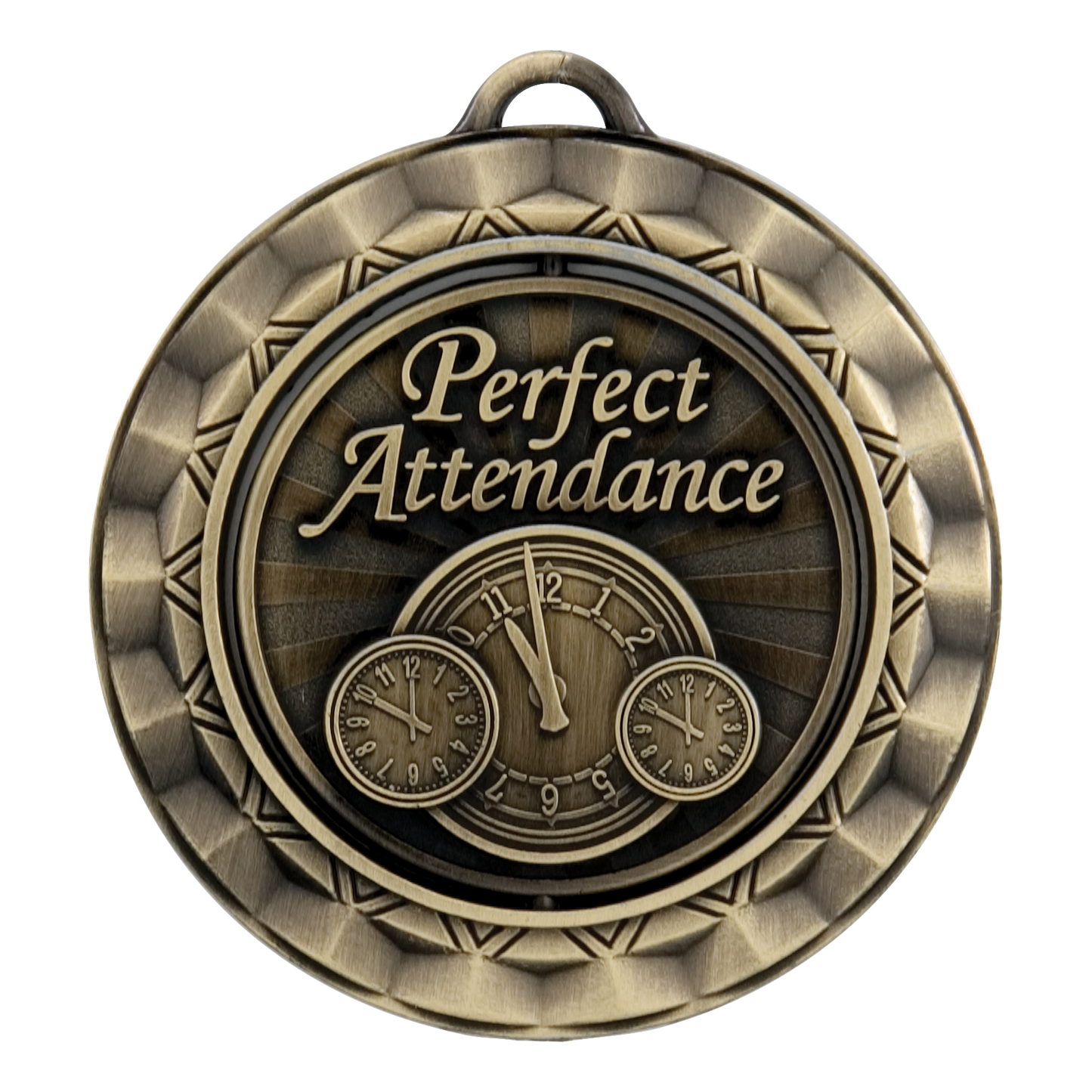 Spinner Perfect Attendance Medal 2.375" / Gold