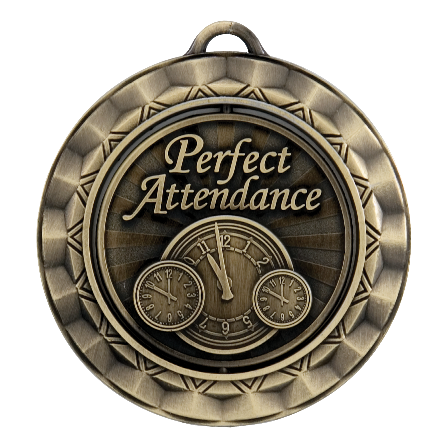Spinner Perfect Attendance Medal 2.375" / Gold