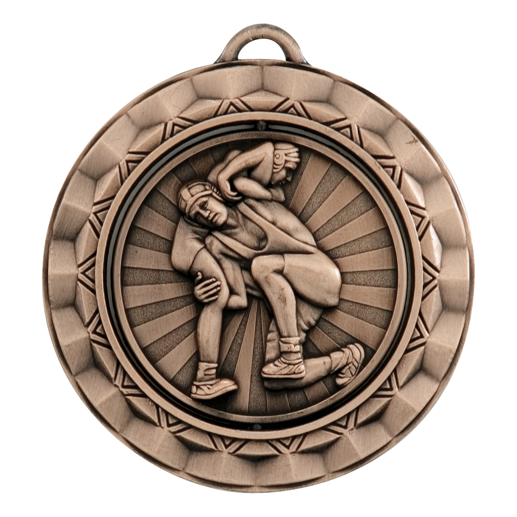 Spinner Wrestling Medal 2.375" / Bronze (Copper Tone)