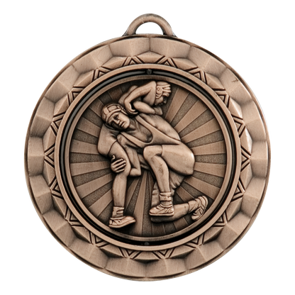 Spinner Wrestling Medal 2.375" / Bronze (Copper Tone)
