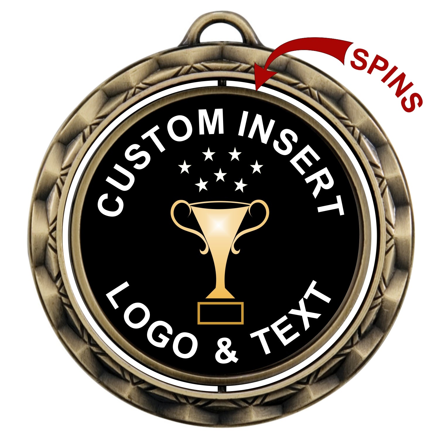 Spinner Custom Insert Medal 2.75" / Gold