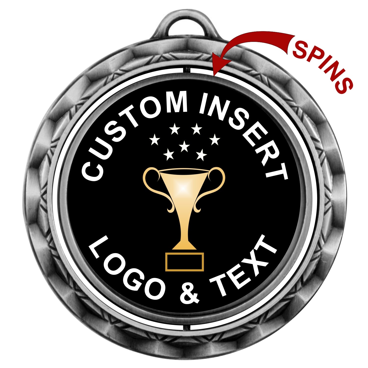 Spinner Custom Insert Medal 2.75" / Silver
