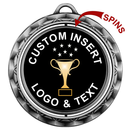 Spinner Custom Insert Medal 2.75" / Silver