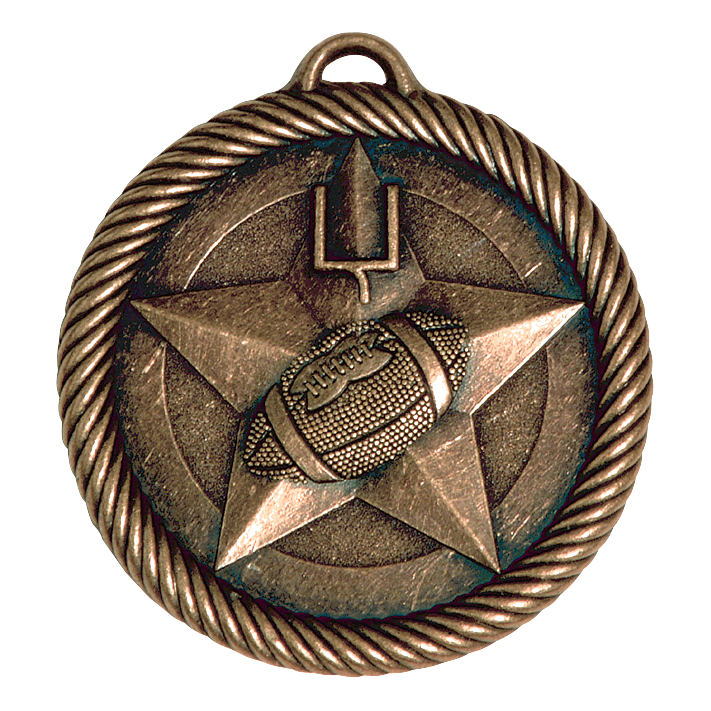 Value Football Medal 2" / Bronze (Copper Tone)