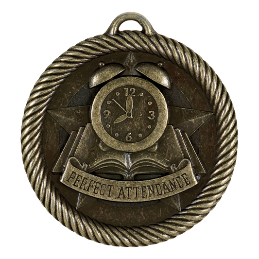 Value Perfect Attendance Medal 2" / Gold