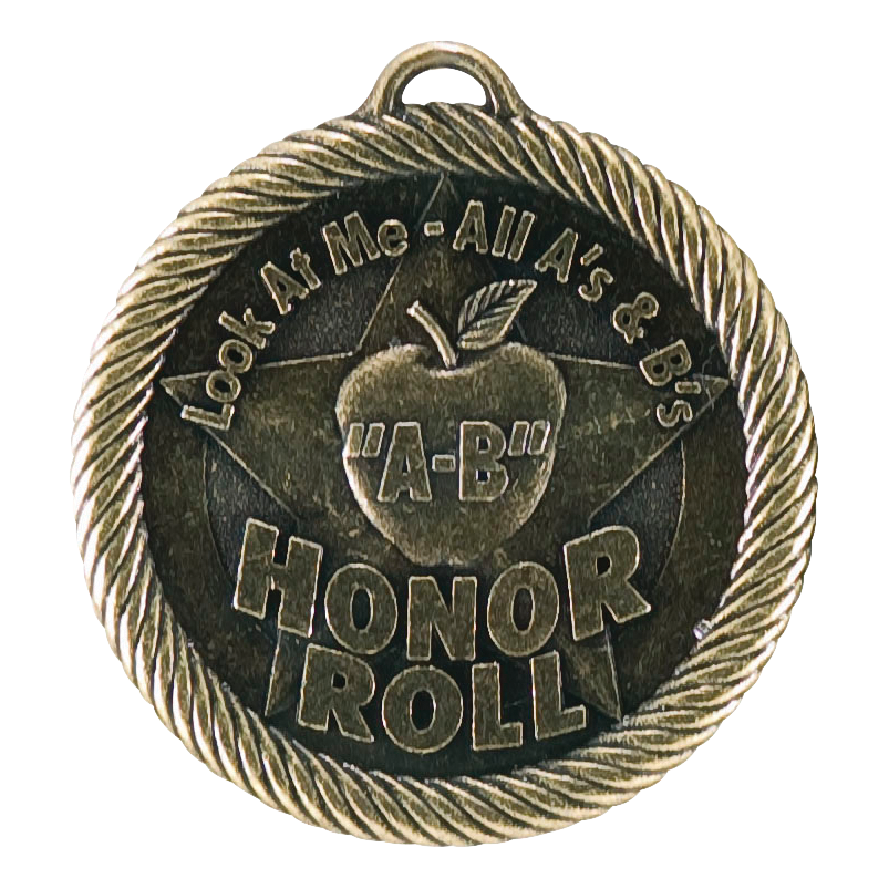 Value A/B Honor Roll (Apple) Medal 2" / Gold