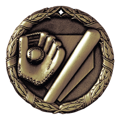 Wreath Baseball Medal 2" / Gold