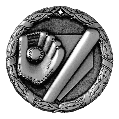 Wreath Baseball Medal 2" / Silver