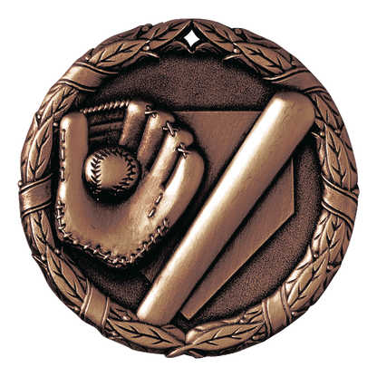 Wreath Baseball Medal 2" / Bronze (Copper Tone)