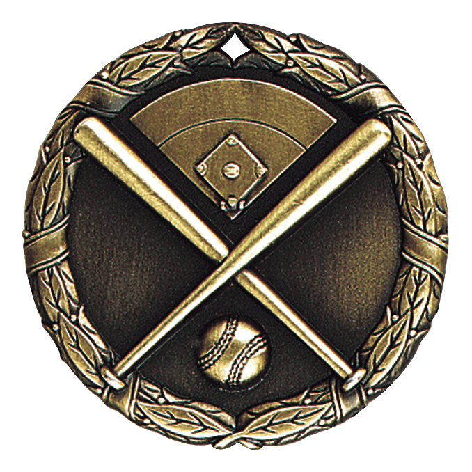 Wreath Softball Medal 2" / Gold