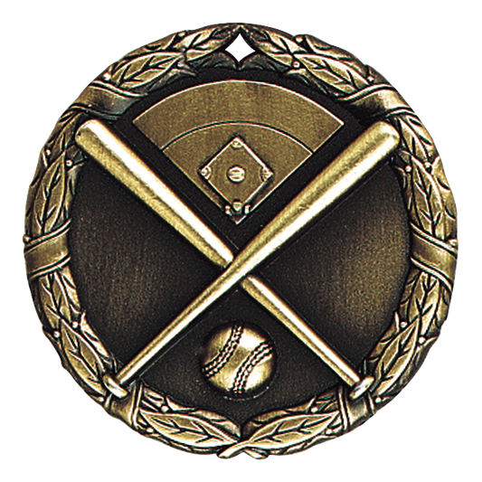 Wreath Softball Medal 2" / Gold