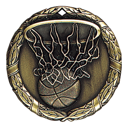 Wreath Basketball Medal 2" / Gold