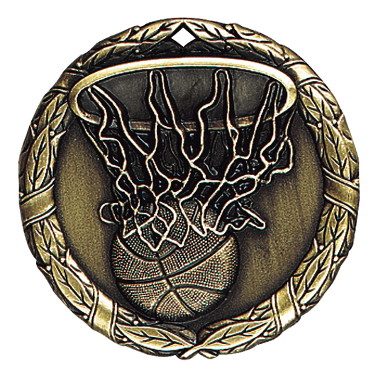 Wreath Basketball Medal 2" / Gold