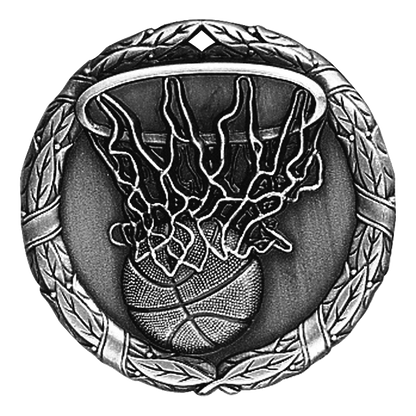 Wreath Basketball Medal 2" / Silver