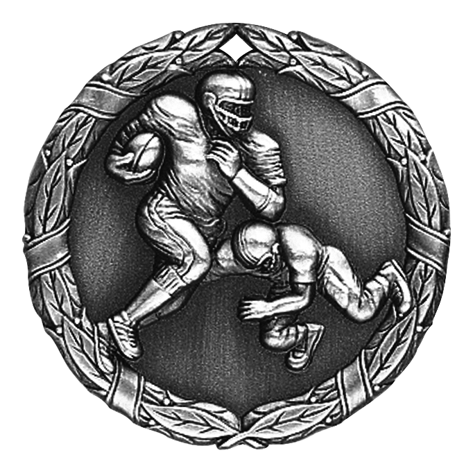 Wreath Football Medal 2" / Silver