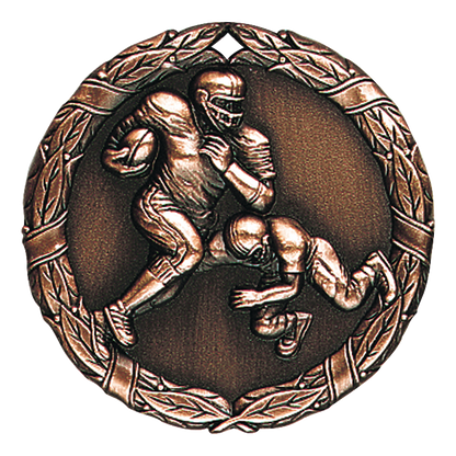 Wreath Football Medal 2" / Bronze (Copper Tone)