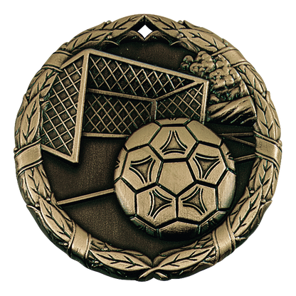 Wreath Soccer Net Medal 2" / Gold