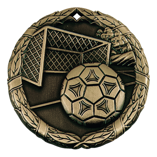 Wreath Soccer Net Medal 2" / Gold