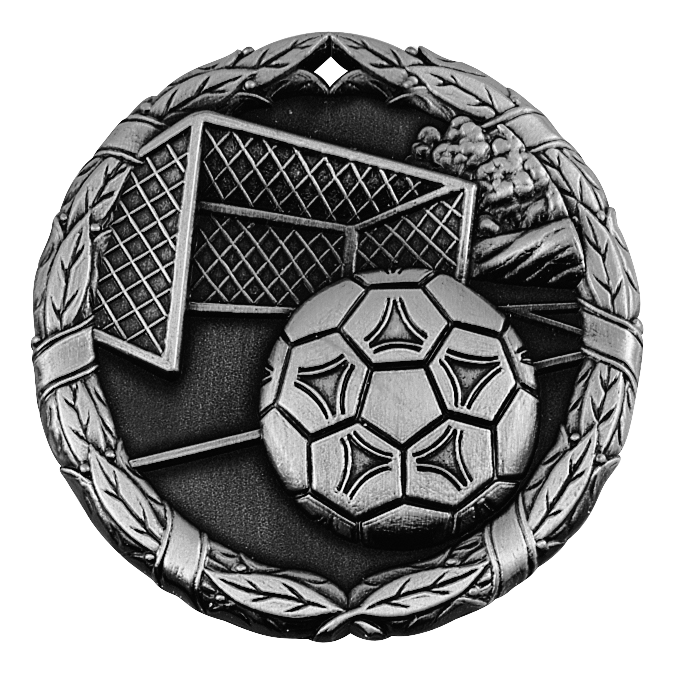 Wreath Soccer Net Medal 2" / Silver