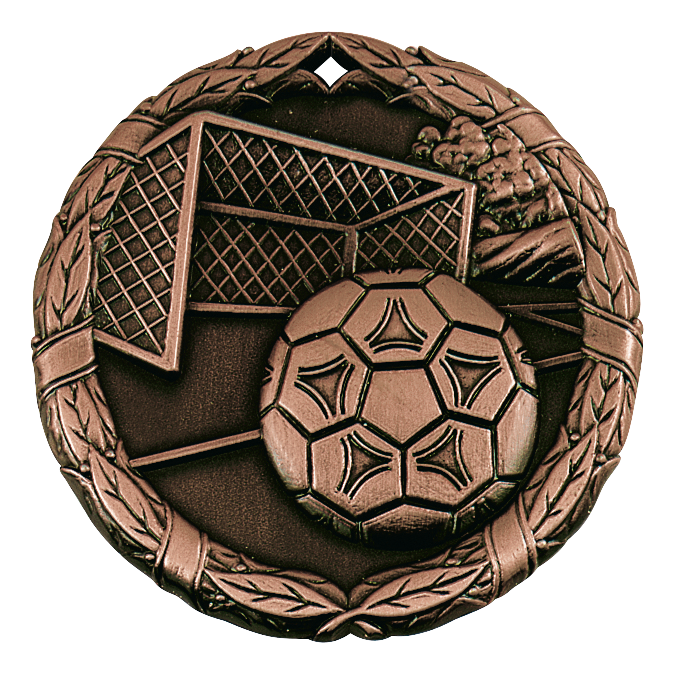 Wreath Soccer Net Medal 2" / Bronze (Copper Tone)