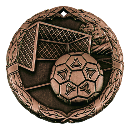 Wreath Soccer Net Medal 2" / Bronze (Copper Tone)