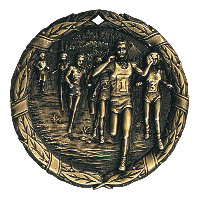 Wreath Cross Country Medal 2" / Gold