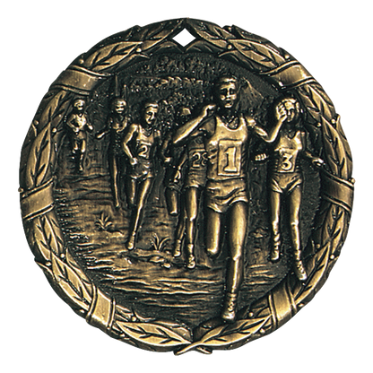 Wreath Cross Country Medal 2" / Gold