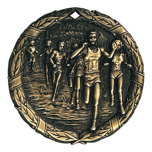 Wreath Cross Country Medal 2" / Gold