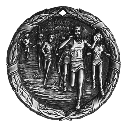 Wreath Cross Country Medal 2" / Silver