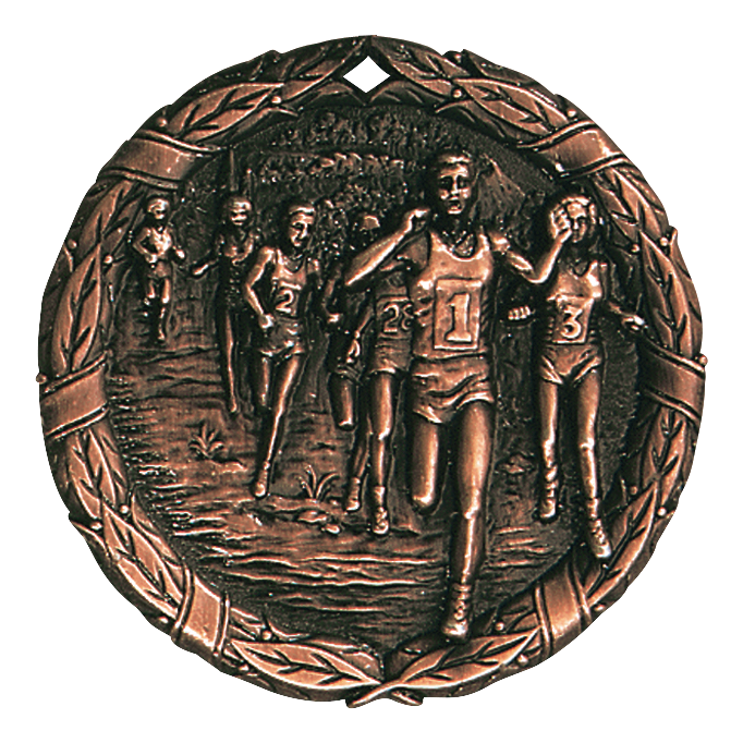 Wreath Cross Country Medal 2" / Bronze (Copper Tone)