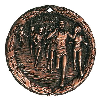 Wreath Cross Country Medal 2" / Bronze (Copper Tone)