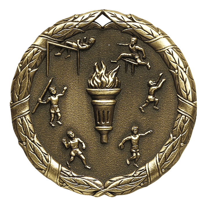 Wreath Track and Field Medal 2" / Gold