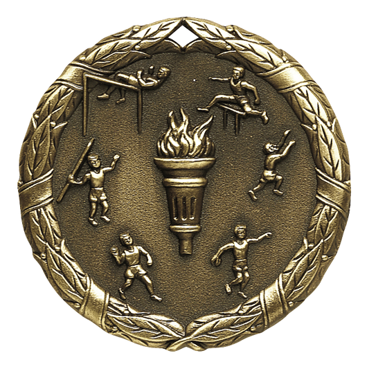 Wreath Track and Field Medal 2" / Gold