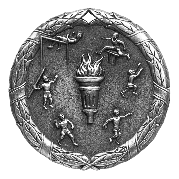 Wreath Track and Field Medal 2" / Silver