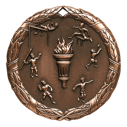 Wreath Track and Field Medal 2" / Bronze (Copper Tone)