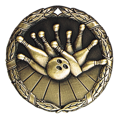 Wreath Bowling Medal 2" / Gold