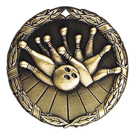 Wreath Bowling Medal 2" / Gold
