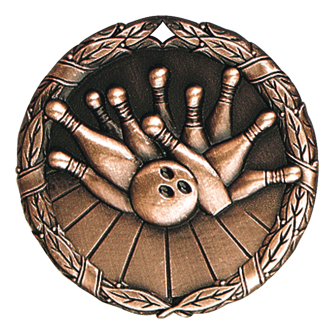 Wreath Bowling Medal 2" / Bronze (Copper Tone)