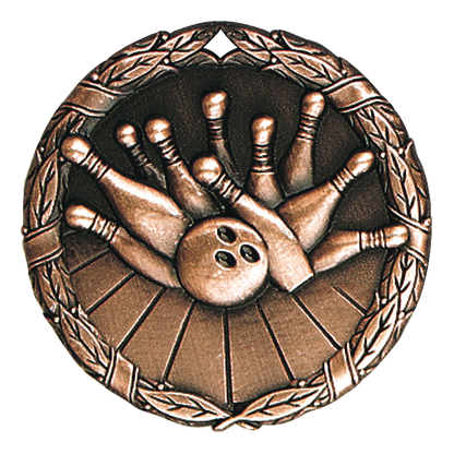 Wreath Bowling Medal 2" / Bronze (Copper Tone)
