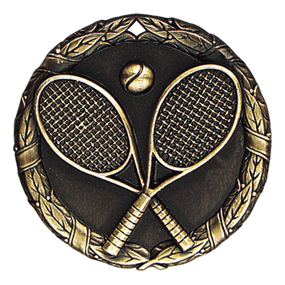 Wreath Tennis Medal 2" / Gold