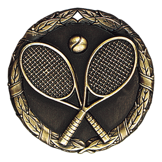 Wreath Tennis Medal 2" / Gold