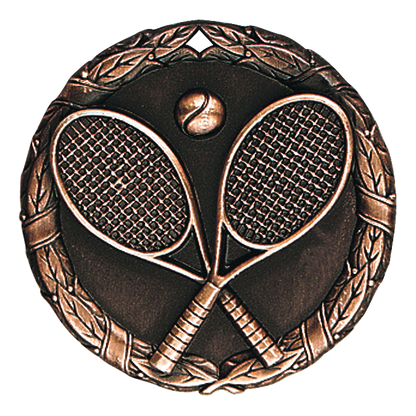 Wreath Tennis Medal 2" / Bronze (Copper Tone)