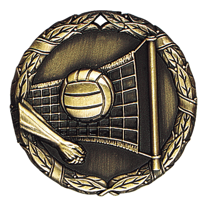 Wreath Volleyball Medal 2" / Gold